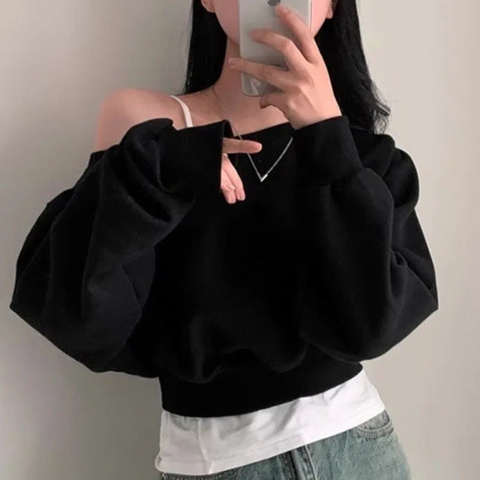 Off-Shoulder Sweater Women Loose Long Sleeve Pullover