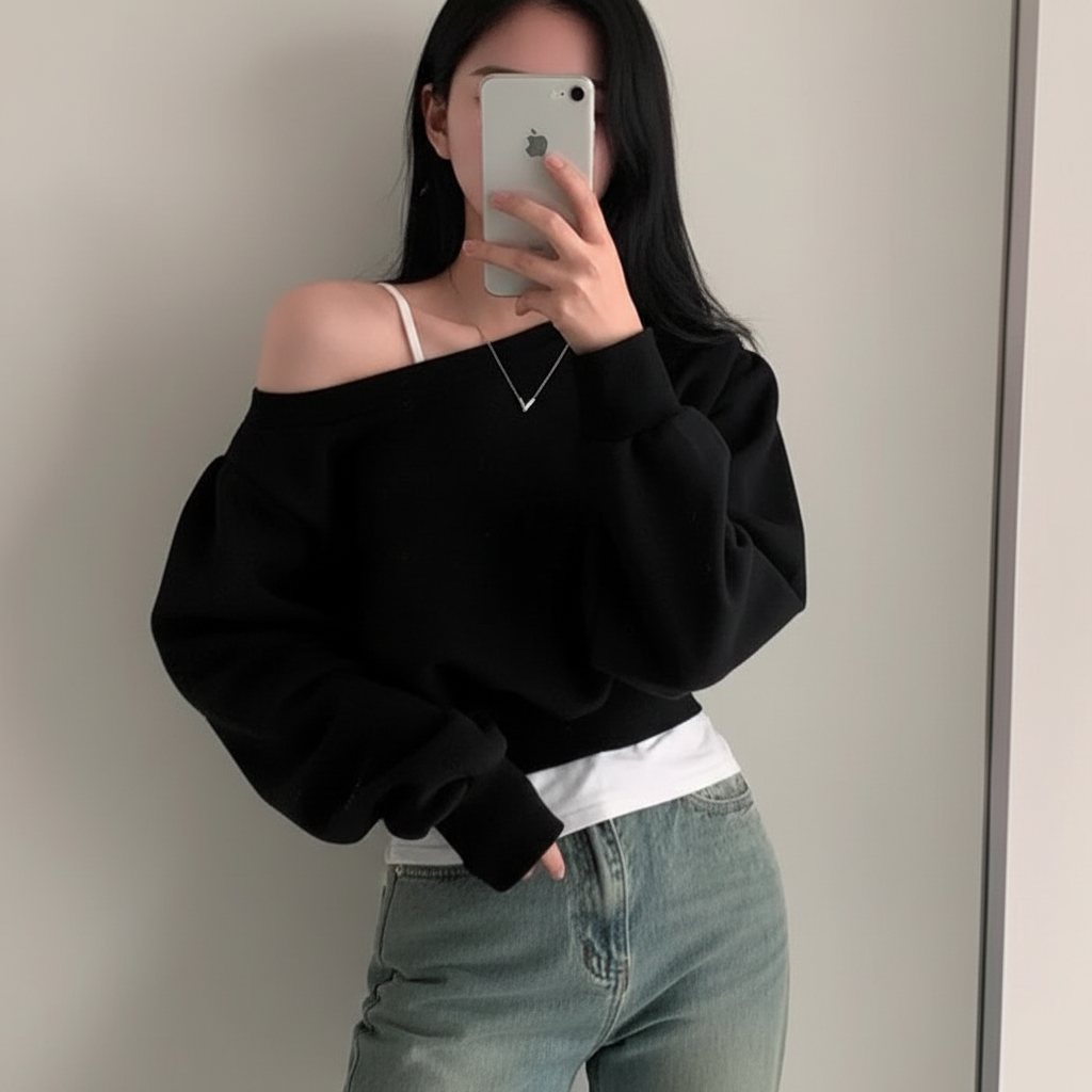 Off-Shoulder Sweater Women Loose Long Sleeve Pullover