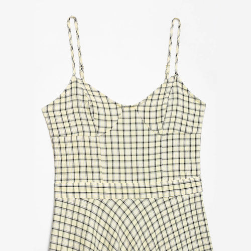 French Style Plaid Suspender Dress