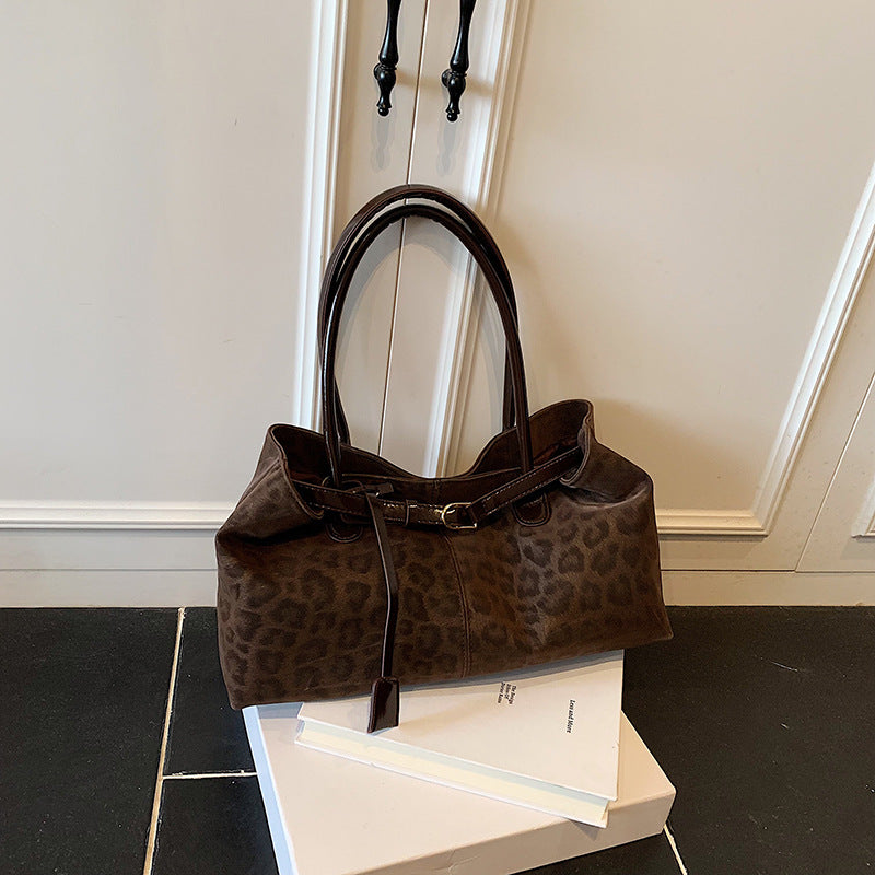 Retro Leopard Print Canvas Tote Bag