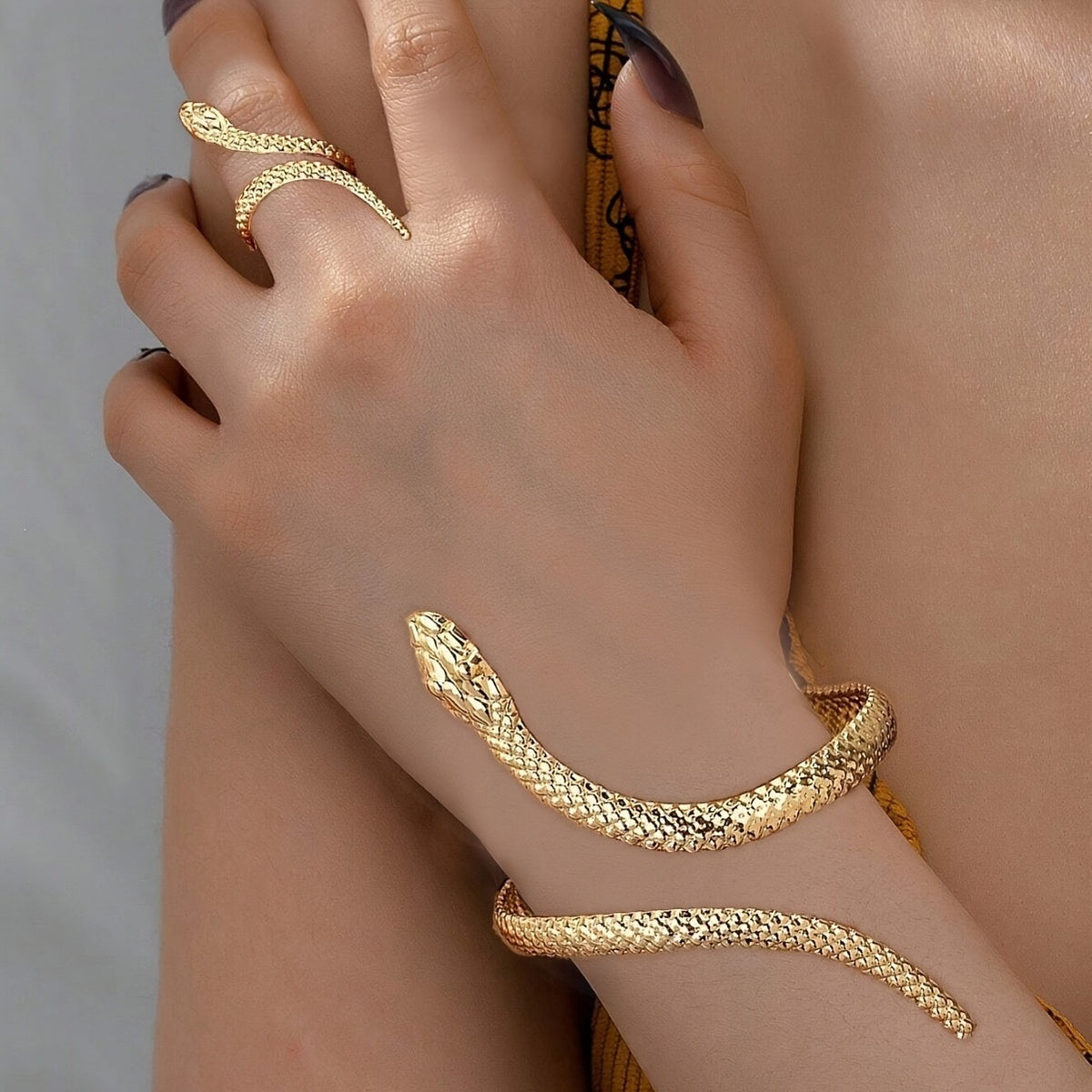 Adjustable Open Bracelet and Ring Set