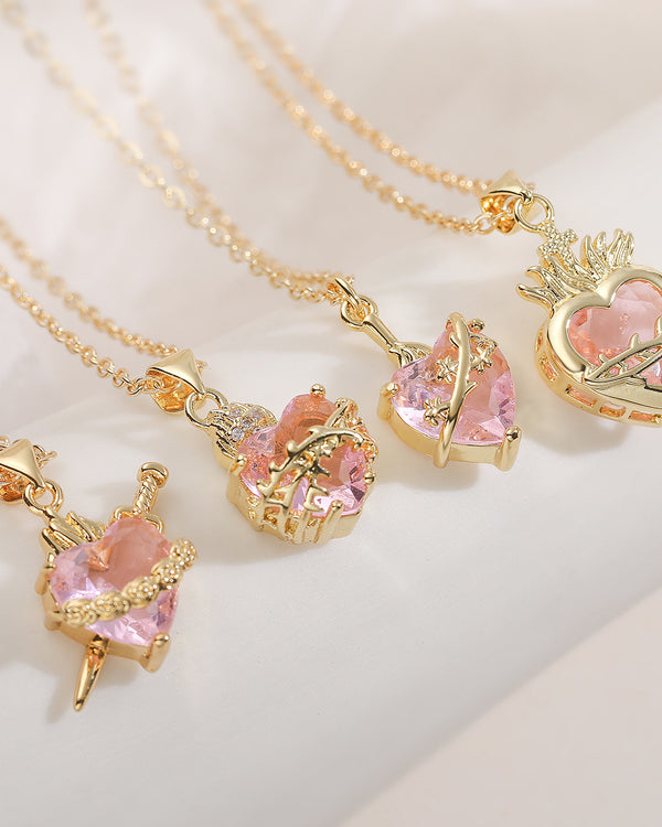 Copper Plated Zircon Heart Pendant Necklace