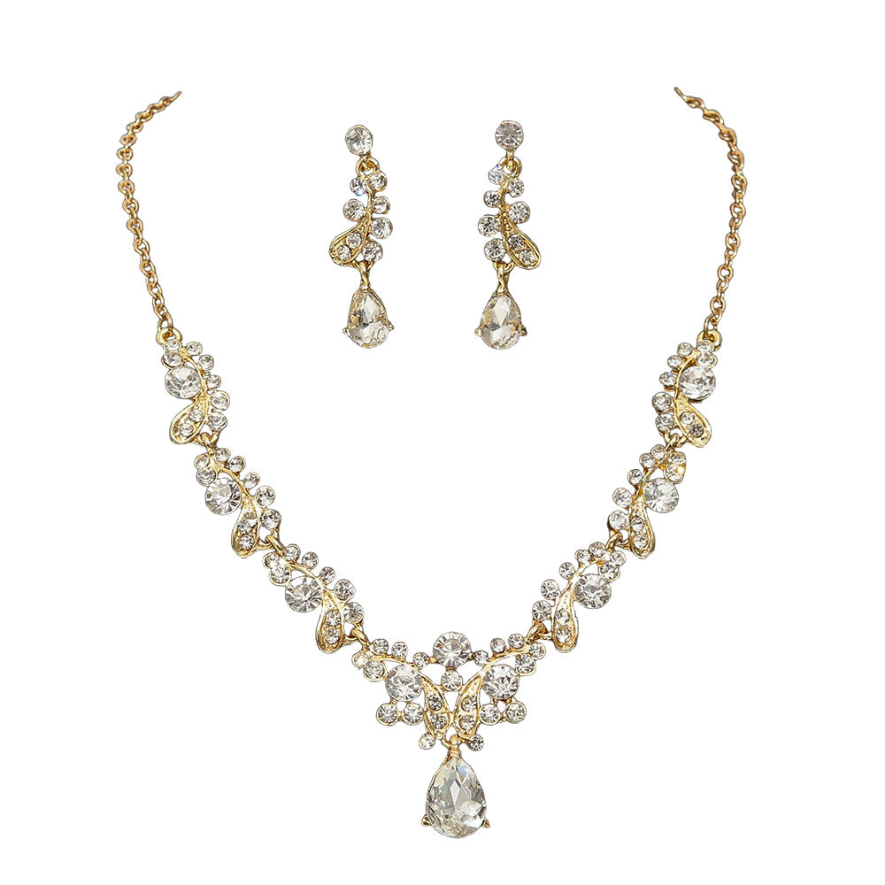 Vintage Floral Bride Necklace and Earring Set