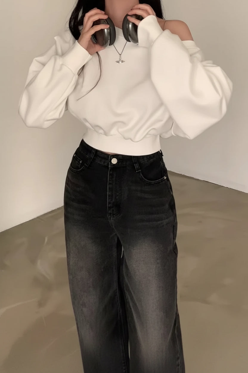 Off-Shoulder Sweater Women Loose Long Sleeve Pullover