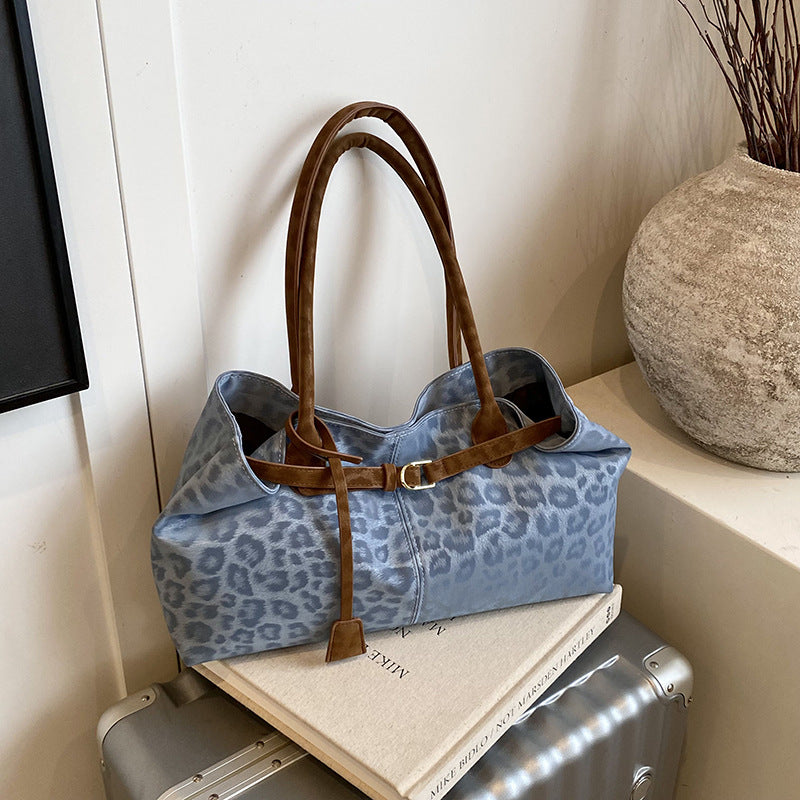 Retro Leopard Print Canvas Tote Bag
