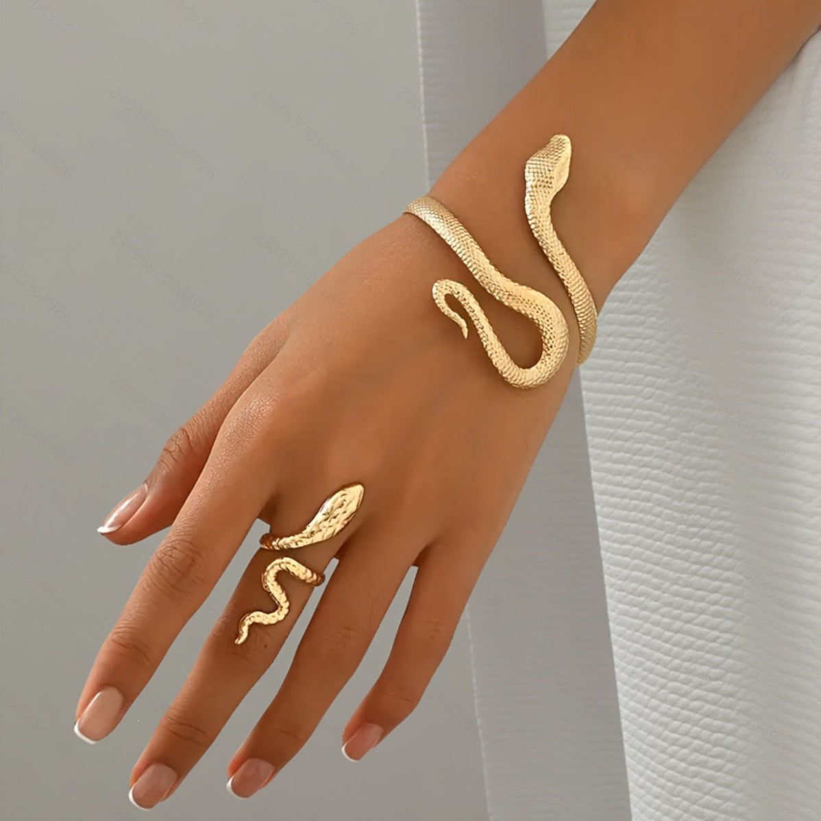 Adjustable Open Bracelet and Ring Set