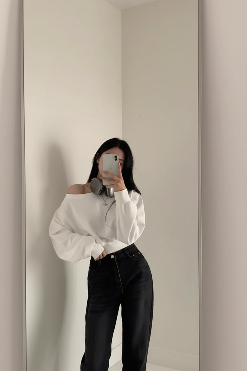 Off-Shoulder Sweater Women Loose Long Sleeve Pullover