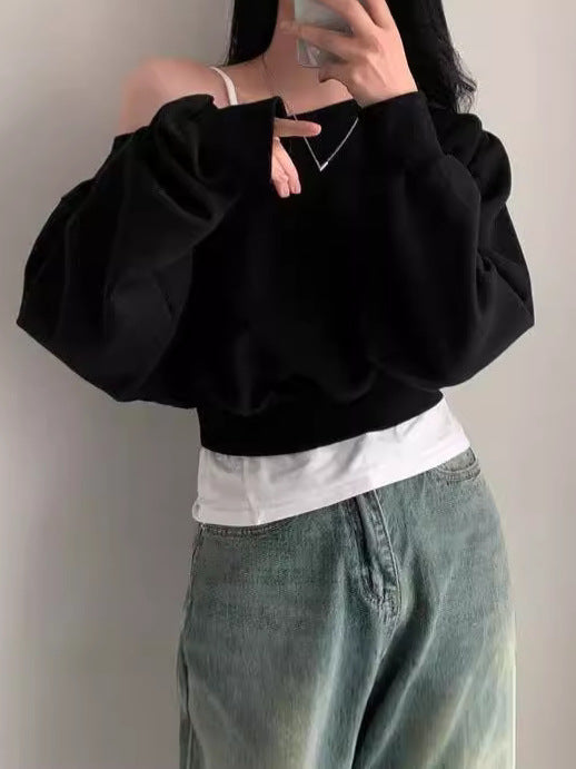 Off-Shoulder Sweater Women Loose Long Sleeve Pullover