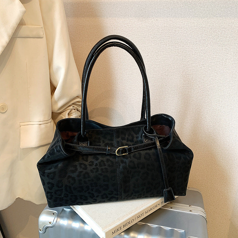 Retro Leopard Print Canvas Tote Bag