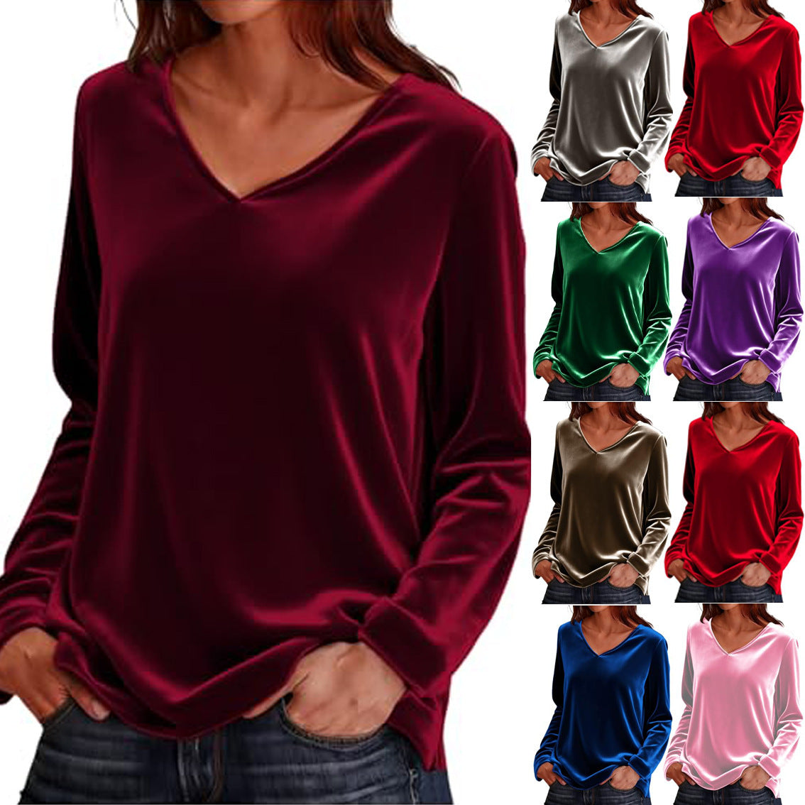 Womens V-Neck Long Sleeve T-Shirt