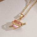 Copper Plated Zircon Heart Pendant Necklace