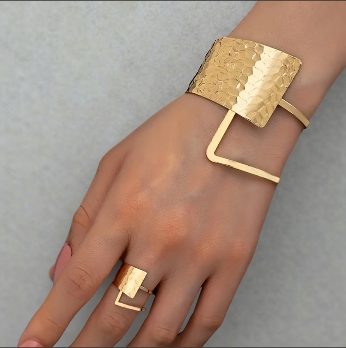 Adjustable Open Bracelet and Ring Set