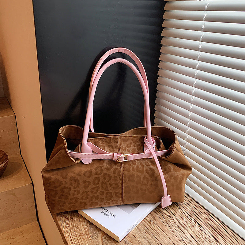 Retro Leopard Print Canvas Tote Bag