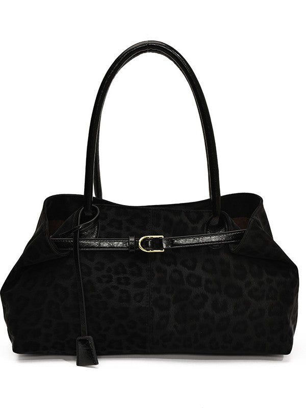 Retro Leopard Print Canvas Tote Bag